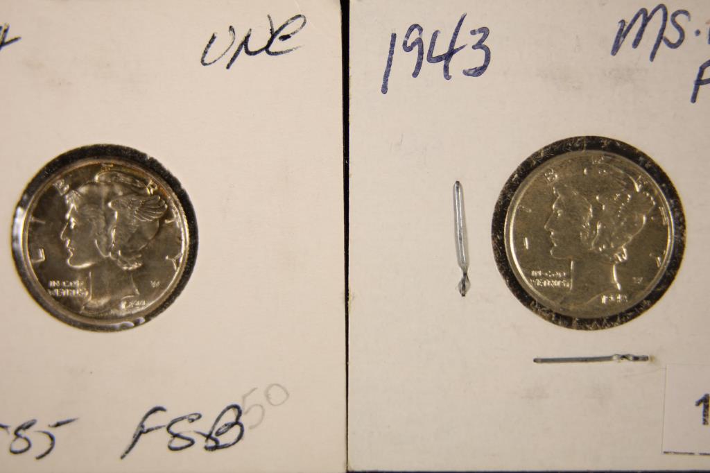 1943 & 1944 SILVER MERCURY DIMES BOTH ARE BU (1 of 2)