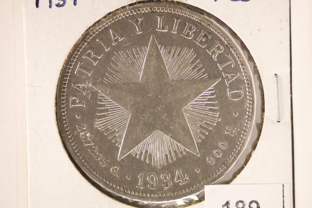 1934 SILVER REPUBLIC OF CUBA ONE PESO (1 of 2)