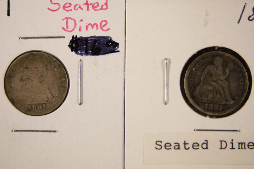 1891 & 1891-O SILVER SEATED LIBERTY DIMES (1 of 2)