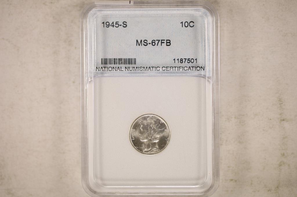 1945-S SILVER MERCURY DIME MS67 FULL BANDS (1 of 2)