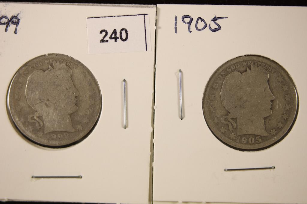 1899 & 1905 SILVER BARBER QUARTERS (1 of 2)