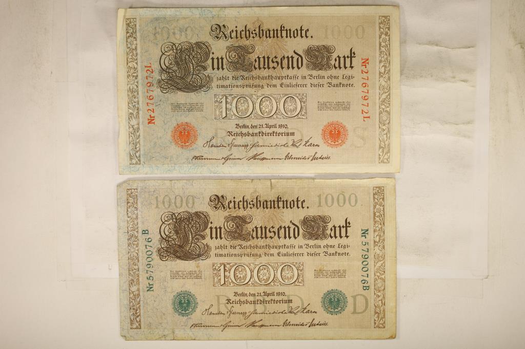2-1910 GERMAN 1000 MARK BILLS LARGE SIZE (1 of 2)
