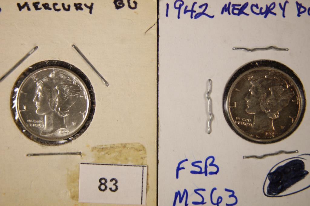 1941-S & 1942 SILVER MERCURY DIMES BRILLIANT UNC (1 of 2)