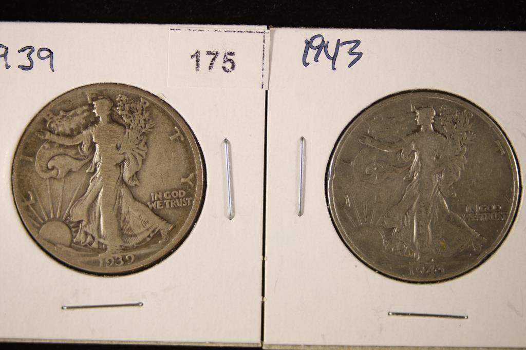 1939 & 1943 SILVER WALKING LIBERTY HALF DOLLARS (1 of 2)