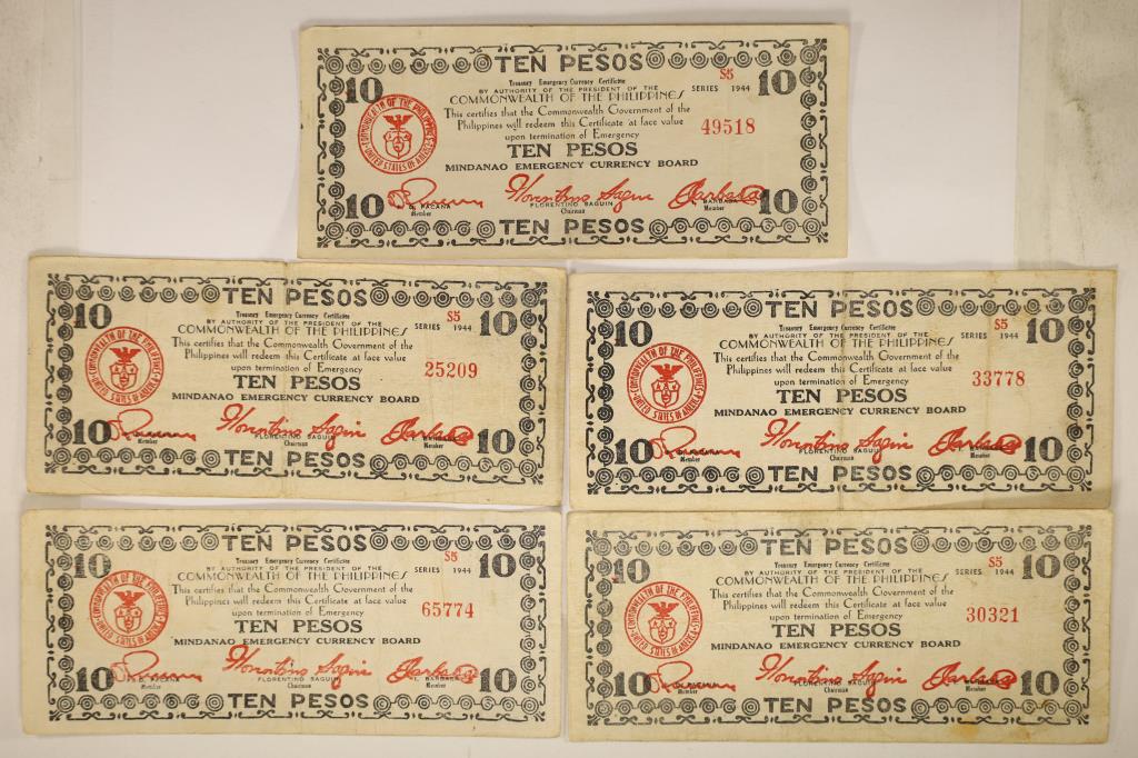 5-1944 PHILIPPINES 10 PESO EMERGENCY CURRENCY (1 of 2)