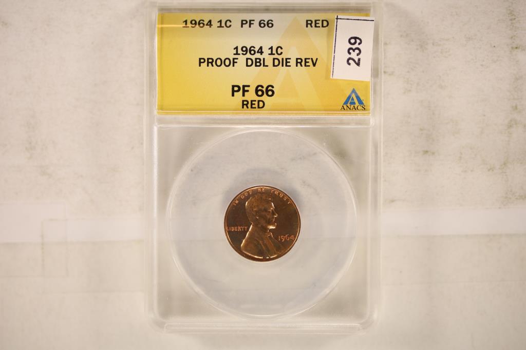 1964 LINCOLN CENT PF DOUBLE DIE REV ANACS PF66 (1 of 2)