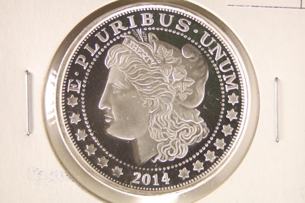 2014 1 TROY OZ .999 FINE SILVER PROOF ROUND: MORGAN / EAGLE
