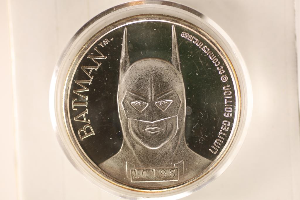 1 TROY OZ .999 FINE SILVER PROOF BATMAN #'ED ROUND (1 of 2)