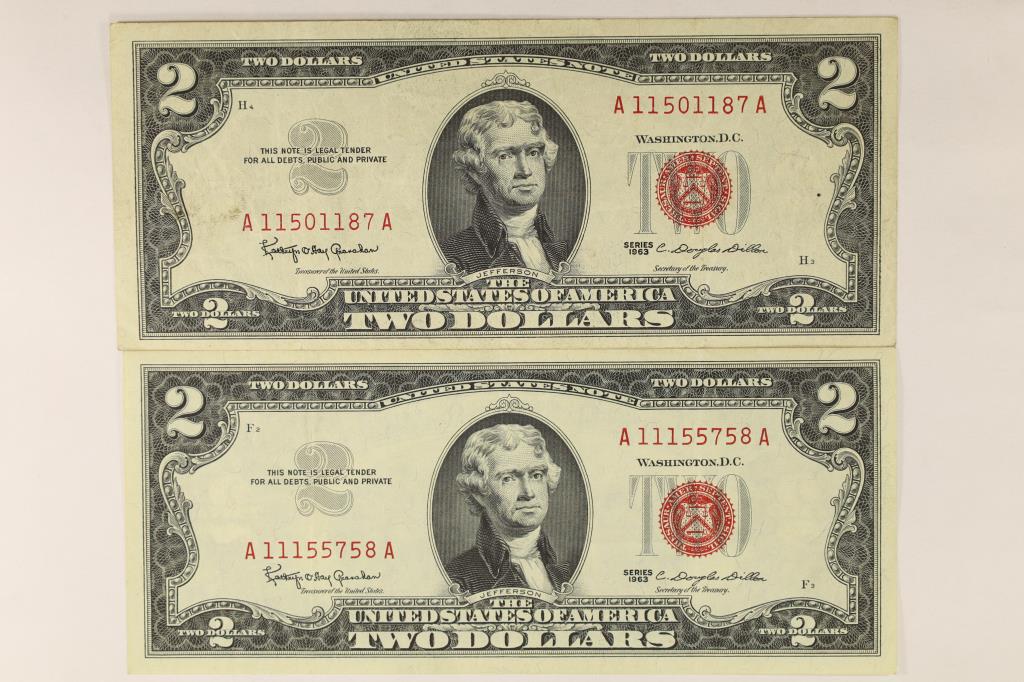 2-1963 $2 RED SEAL US NOTES CRISP (1 of 2)