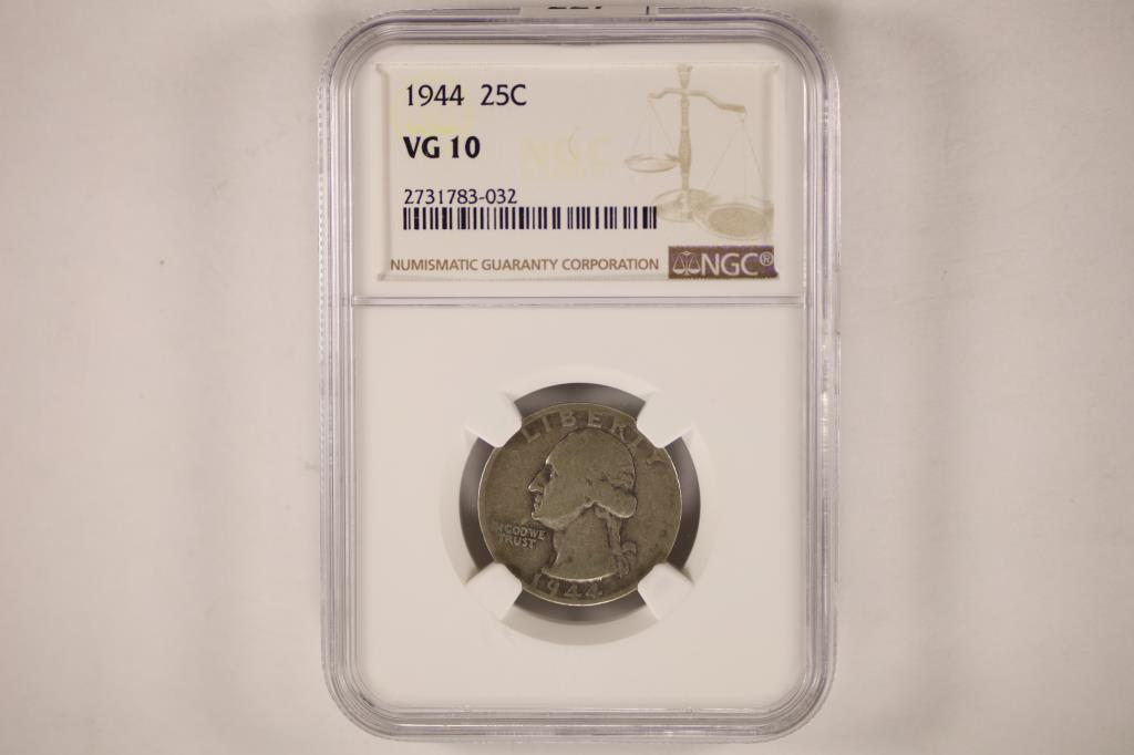 1944 WASHINGTON SILVER QUARTER NGC VG10 (1 of 2)