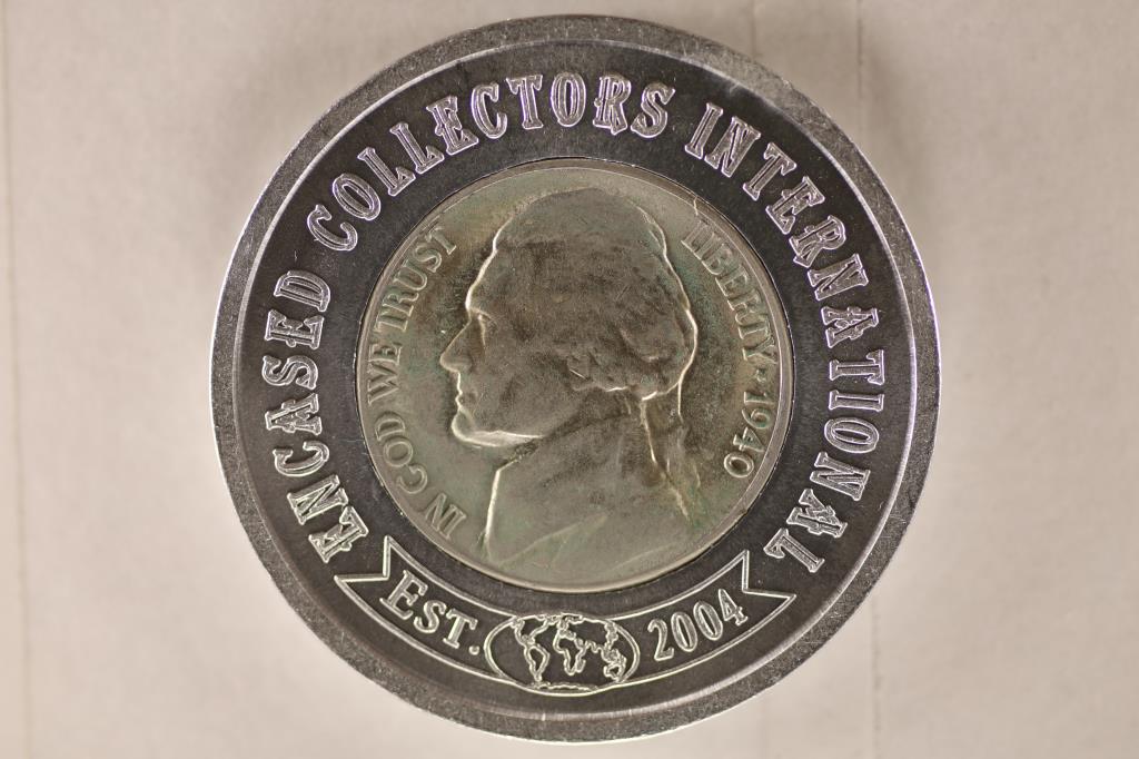 ENCASED 1940 JEFFERSON NICKEL: "KEEP ME AND (1 of 2)