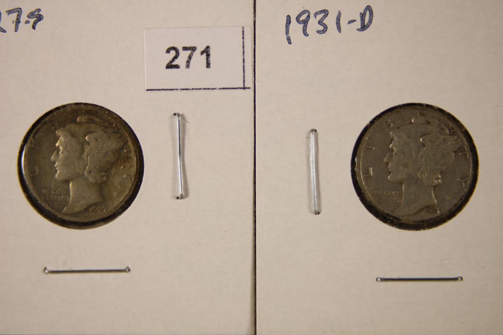 1927-S & 1931-D (SEMI-KEY) SILVER MERCURY DIMES (1 of 2)