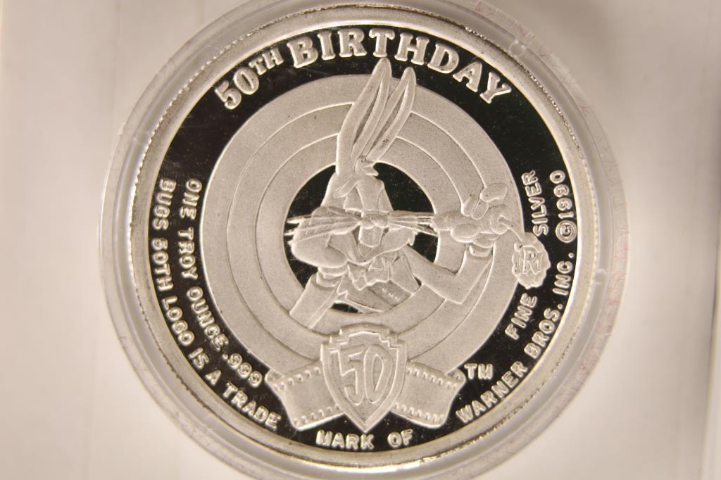 1 TROY OZ .999 FINE SILVER PF ROUND "PORKY PIG" ON (1 of 2)