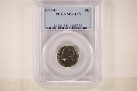 1988-D JEFFERSON NICKEL PCGS MS64FS: WATCH FOR OUR NEXT AUCTION ON MON. MAY 23RD, 2022 AT 7 PM EDT