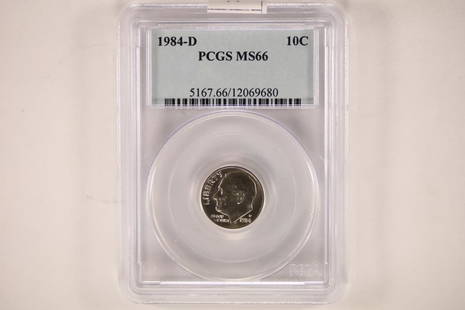 1984-D ROOSEVELT DIME PCGS MS66: WATCH FOR OUR NEXT AUCTION ON MON. MAY 23RD, 2022 AT 7 PM EDT