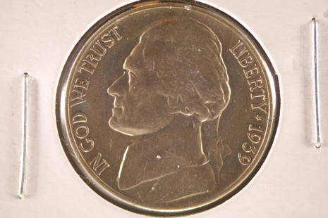 1939-D JEFFERSON NICKEL BRILLIANT UNC: WATCH FOR OUR NEXT AUCTION ON MON. MAY 23RD, 2022 AT 7 PM EDT