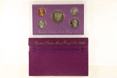 1990 US PROOF SET (WITH BOX): WATCH FOR OUR NEXT AUCTION ON MON. MAY 23RD, 2022 AT 7 PM EDT