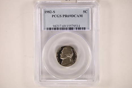 1982-S JEFFERSON NICKEL PCGS PR69 DCAM: WATCH FOR OUR NEXT AUCTION ON MON. MAY 23RD, 2022 AT 7 PM EDT