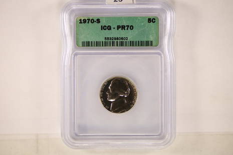 1970-S JEFFERSON NICKEL ICG PR70: WATCH FOR OUR NEXT AUCTION ON MON. MAY 23RD, 2022 AT 7 PM EDT