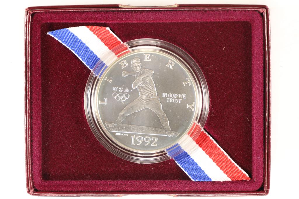 1992-D US OLYMPIC UNC SILVER DOLLAR "BASEBALL" (1 of 3)