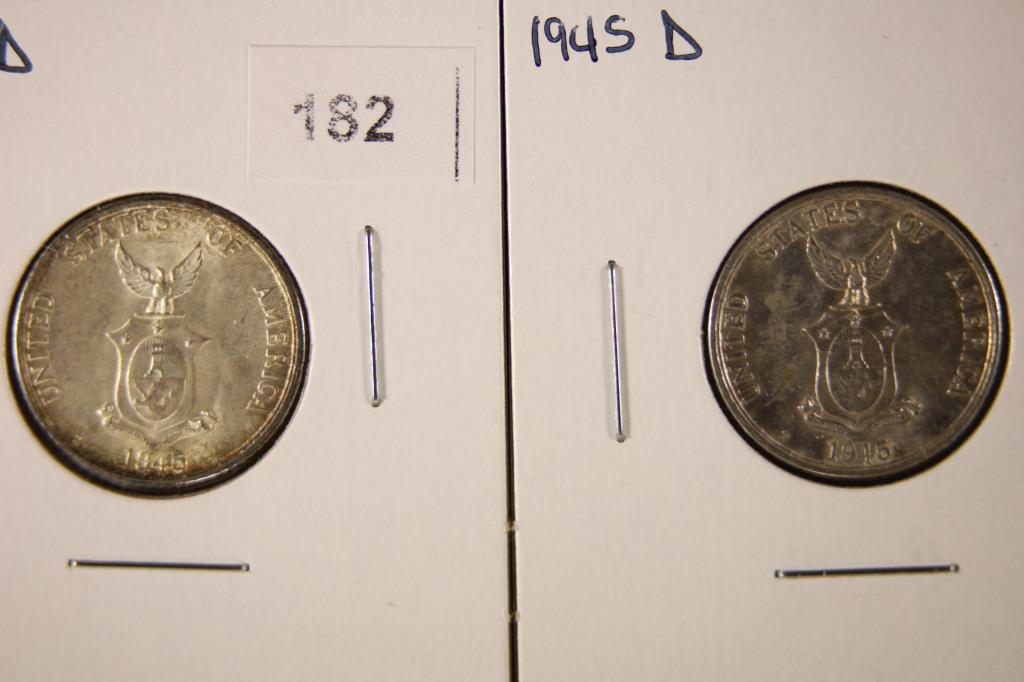 2-SILVER US/PHILIPPINES 20 CENTAVOS UNC, TONING (1 of 2)