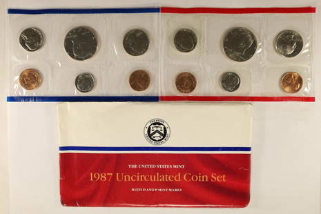 1987 US MINT SET (UNC) P/D (WITH ENVELOPE): WATCH FOR OUR NEXT AUCTION ON MONDAY MAY 30TH, 2022 AT 7 PM EDT