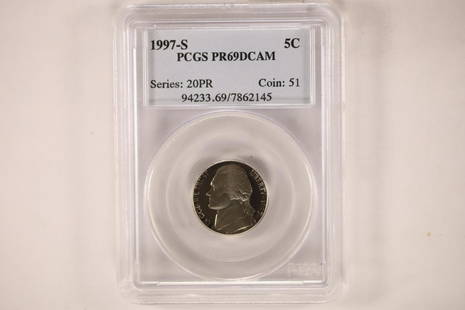 1997-S JEFFERSON NICKEL PCGS PR69 DCAM: WATCH FOR OUR NEXT AUCTION ON MONDAY MAY 30TH, 2022 AT 7 PM EDT