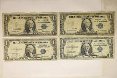 4-US $1 SILVER CERTIFICATES BLUE SEALS:2-1935-F,: 1935-G AND 1957-A