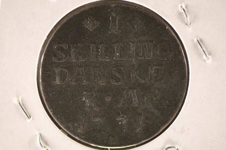 1771 DENMARK 1 SKILLING VERY FINE: WATCH FOR OUR NEXT AUCTION ON MONDAY MAY 30TH, 2022 AT 7 PM EDT