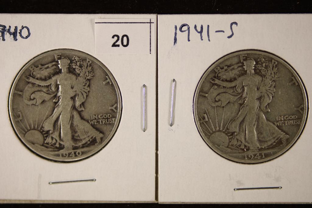 1940 & 1941-S SILVER WALKING LIBERTY HALF DOLLARS (1 of 2)