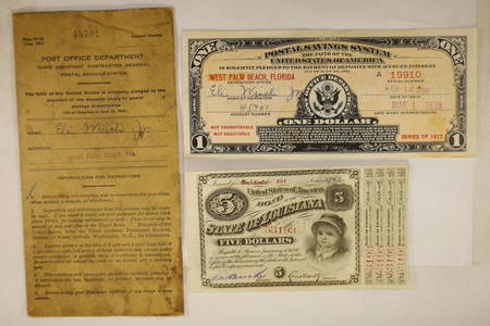 2 VINTAGE US BONDS: SERIES 1917 (1938 $1 POSTAL