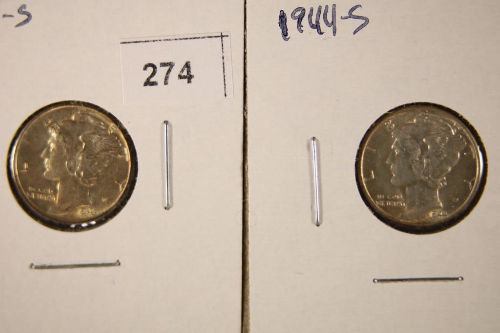 1943-S & 1944-S SILVER MERCURY DIMES BRILLIANT UNC (1 of 2)