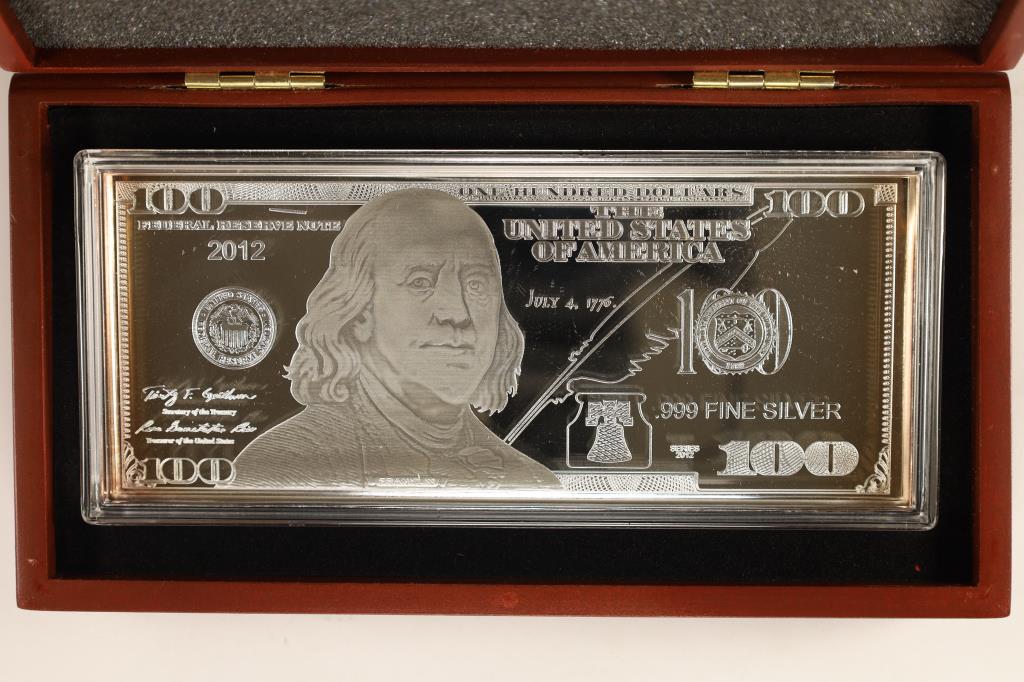 1 OZ. .999 FINE SILVER $100 BILL IN HARD PLASTIC (1 of 3)