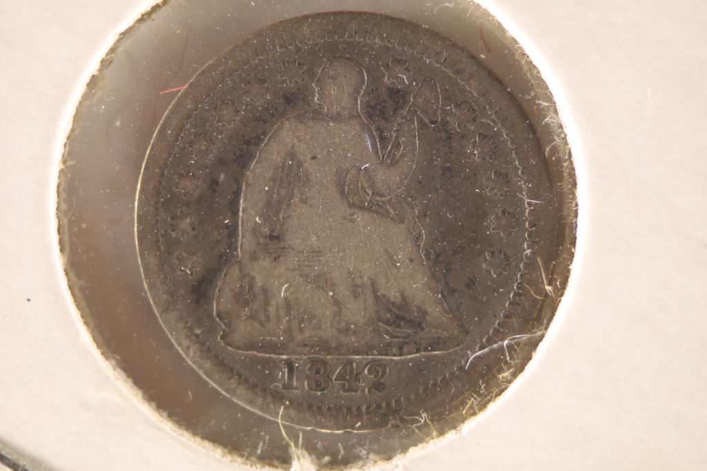 1842 US SEATED LIBERTY HALF DIME: WATCH FOR OUR NEXT AUCTION ON MONDAY JUNE 6TH, 2022 AT 7 PM EDT