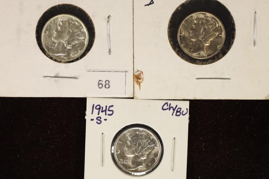 1945-P/D/S BRILLIANT UNC MERCURY DIMES (1 of 2)