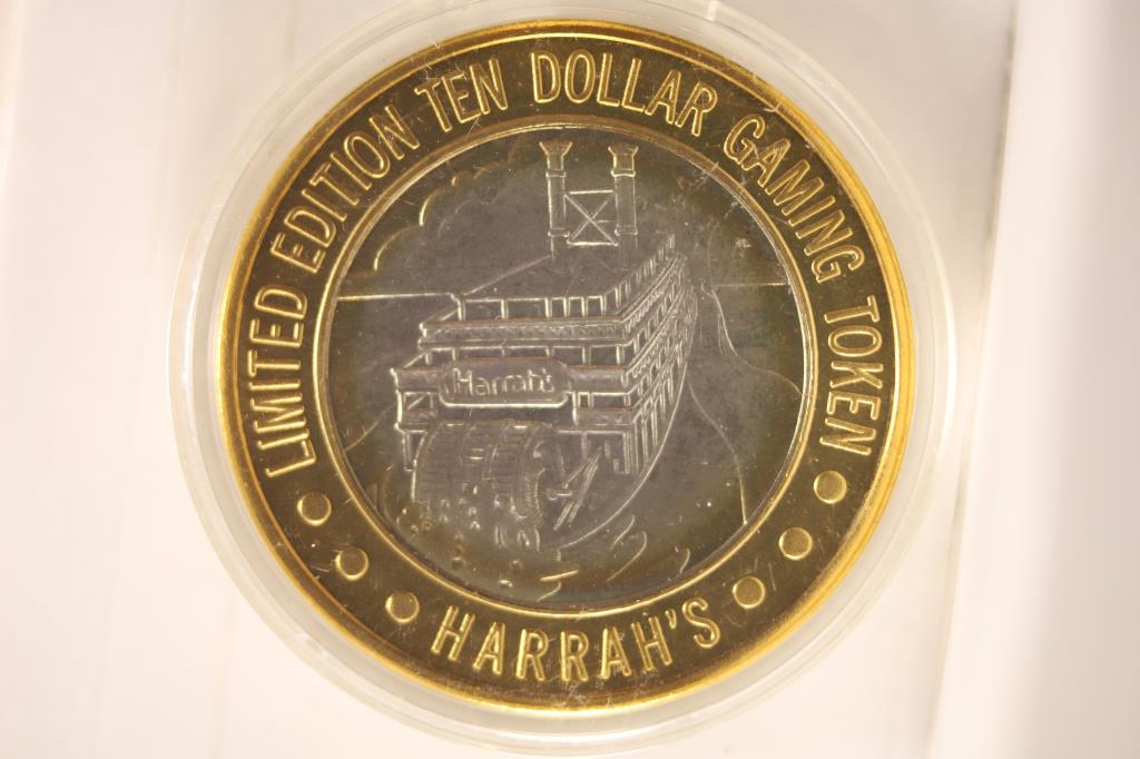 CASINO $10 SILVER TOKEN (UNC) HARRAH'S HOTEL AND (1 of 2)