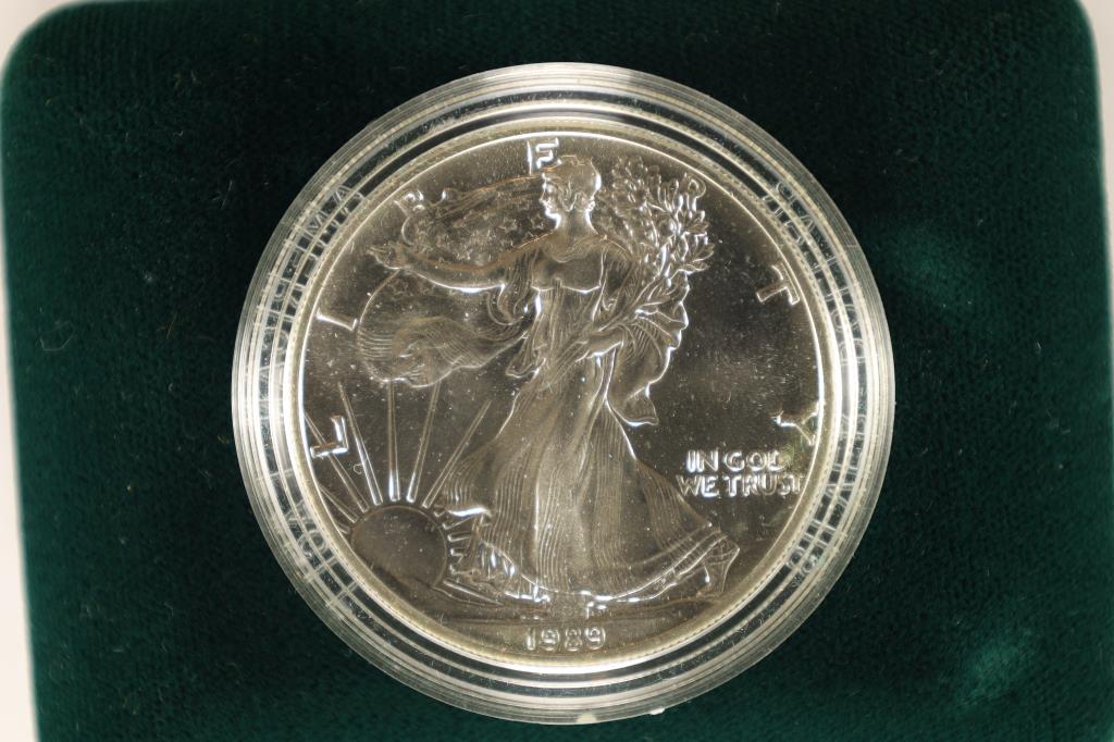1989 AMERICAN SILVER EAGLE UNC IN HARD PLASTIC (1 of 4)