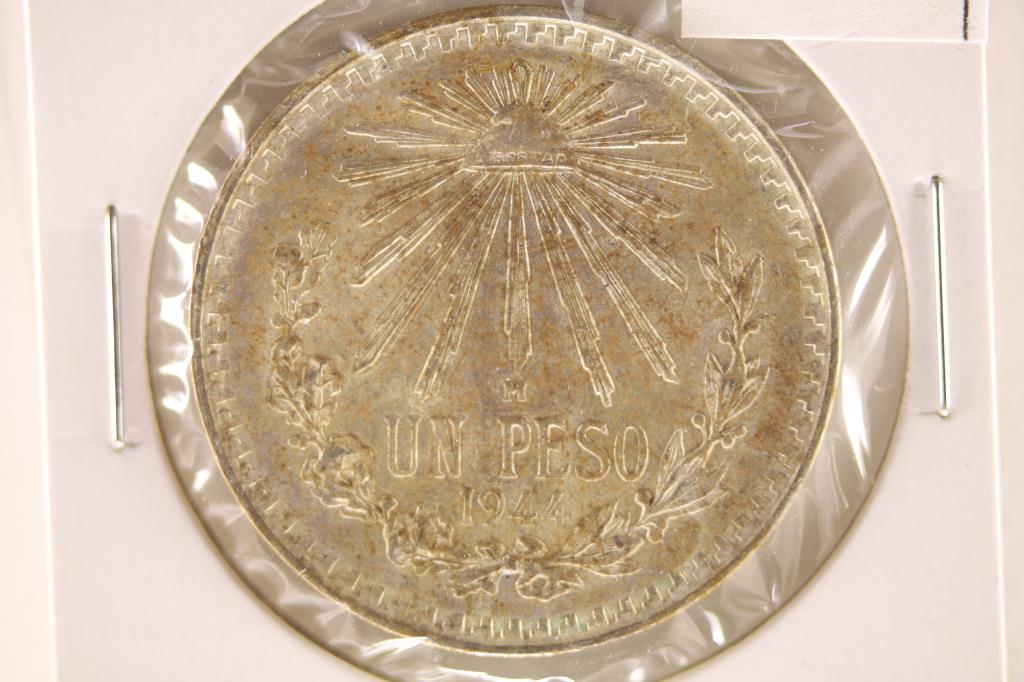 1944 MEXICO CAP & RAYS SILVER 1 PESO .3856 OZ. ASW (1 of 2)