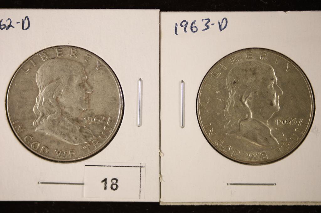 1962-D & 1963-D SILVER FRANKLIN HALF DOLLARS: WATCH FOR OUR NEXT AUCTION ON MONDAY JUNE 13TH, 2022 AT 7 PM EDT