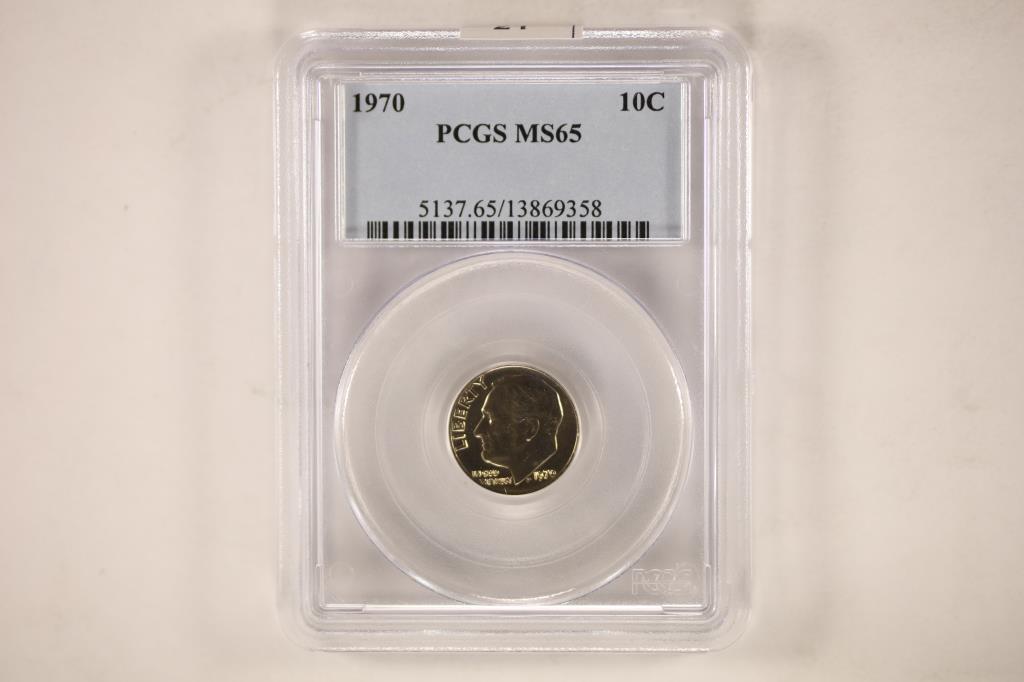 1970 ROOSEVELT DIME PCGS MS65 (1 of 2)