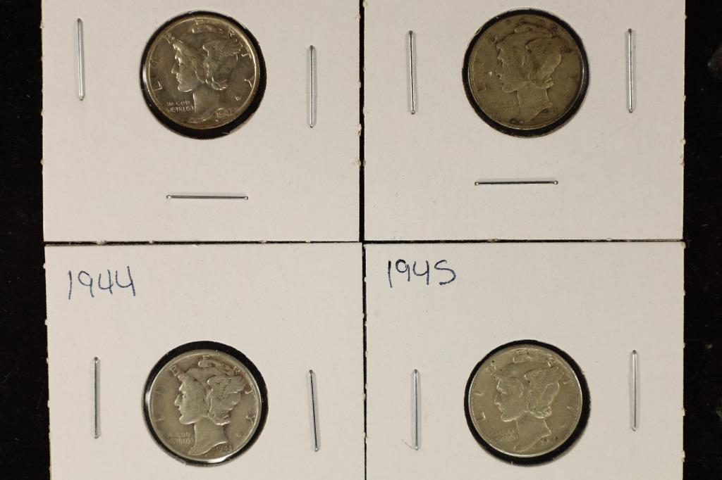 1942-S,1943-S,1944 & 1945 SILVER MERCURY DIMES: WATCH FOR OUR NEXT AUCTION ON MONDAY JUNE 13TH, 2022 AT 7 PM EDT