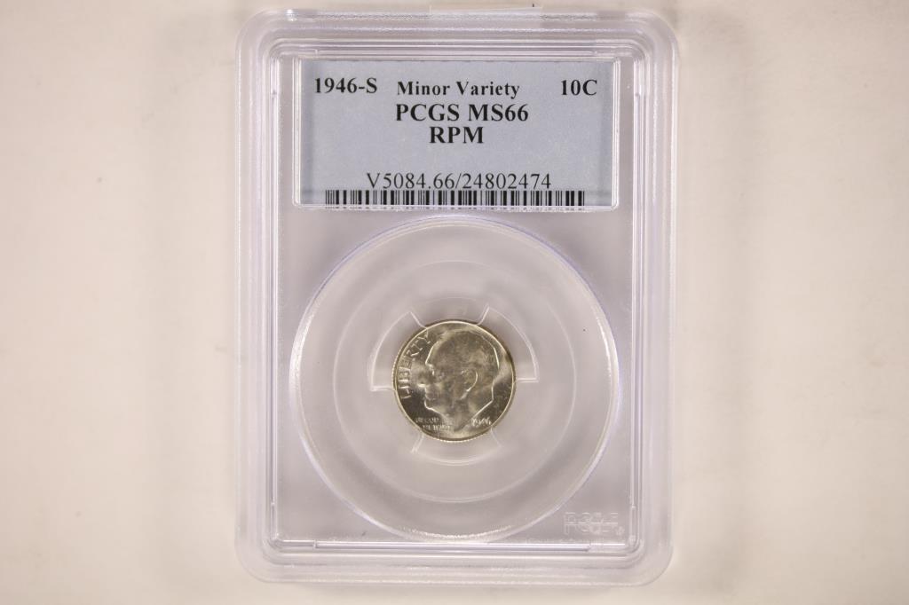 1946-S ROOSEVELT DIME PCGS MS66 MINOR VARIETY RPM (1 of 2)