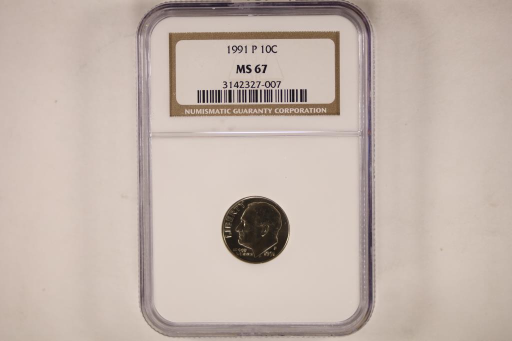 1991-P ROOSEVELT DIME NGC MS67 (1 of 2)