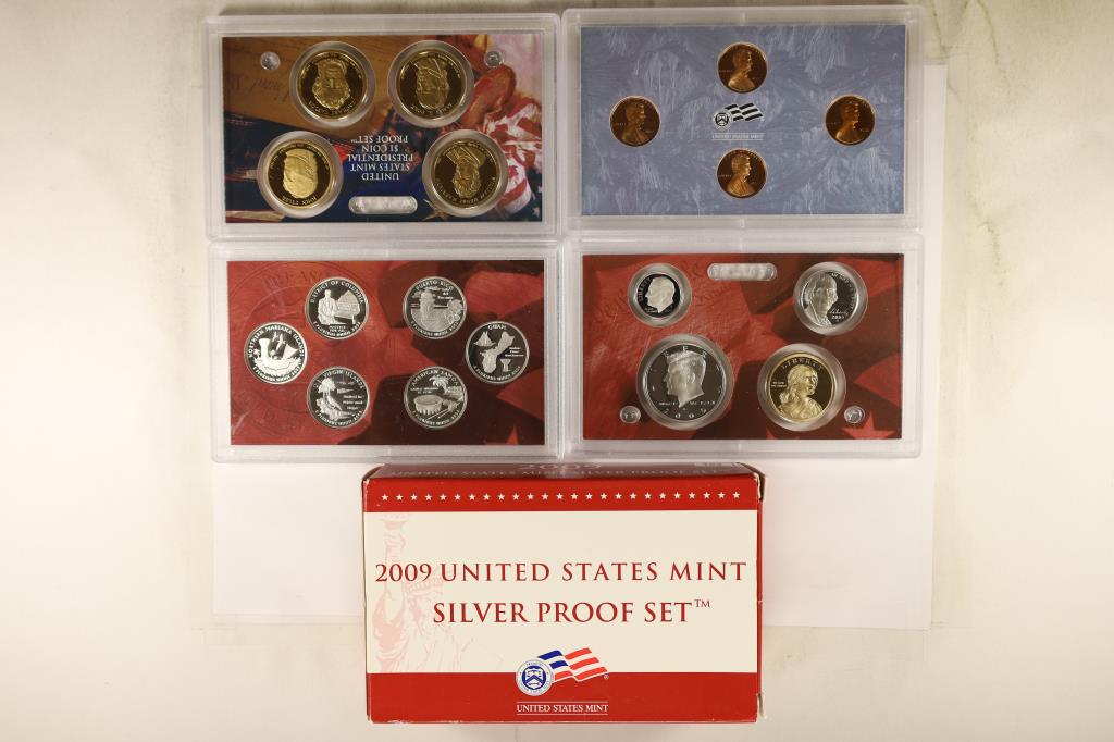 2009 SILVER US PROOF SET (WITH BOX) 18 PIECES (1 of 2)