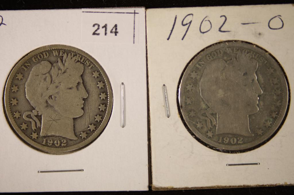 1902  (VG)& 1902-O SILVER BARBER HALF DOLLARS (1 of 2)