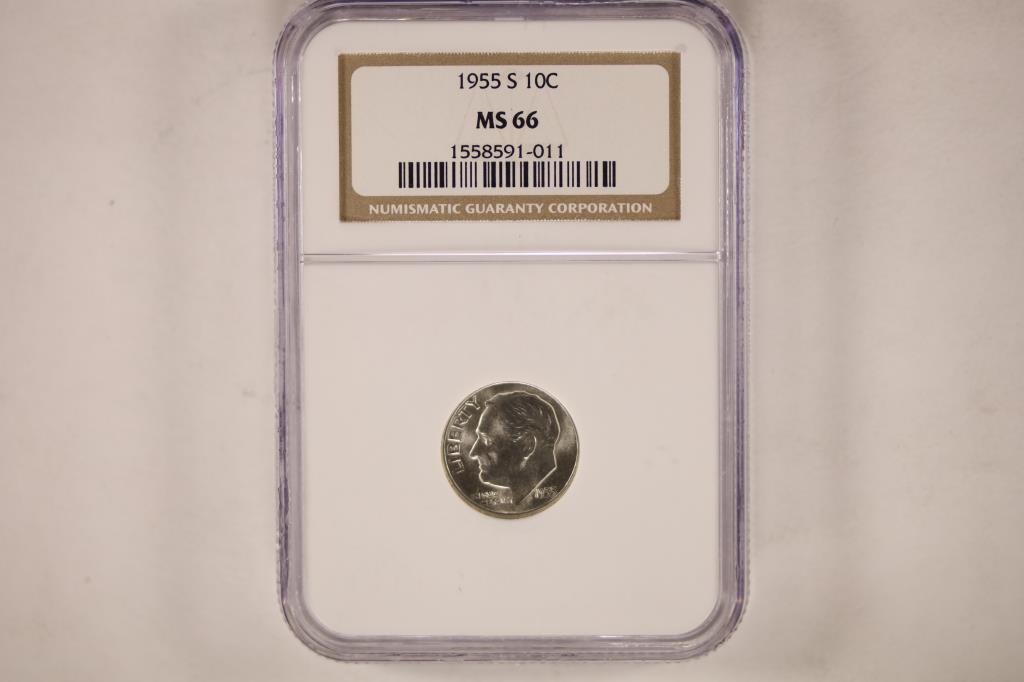 1955-S SILVER ROOSEVELT DIME NGC MS66 (1 of 2)