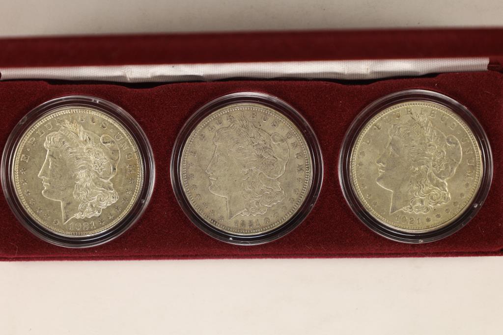 1921 P/D/S MORGAN SILVER DOLLAR 3 COIN SET (1 of 3)