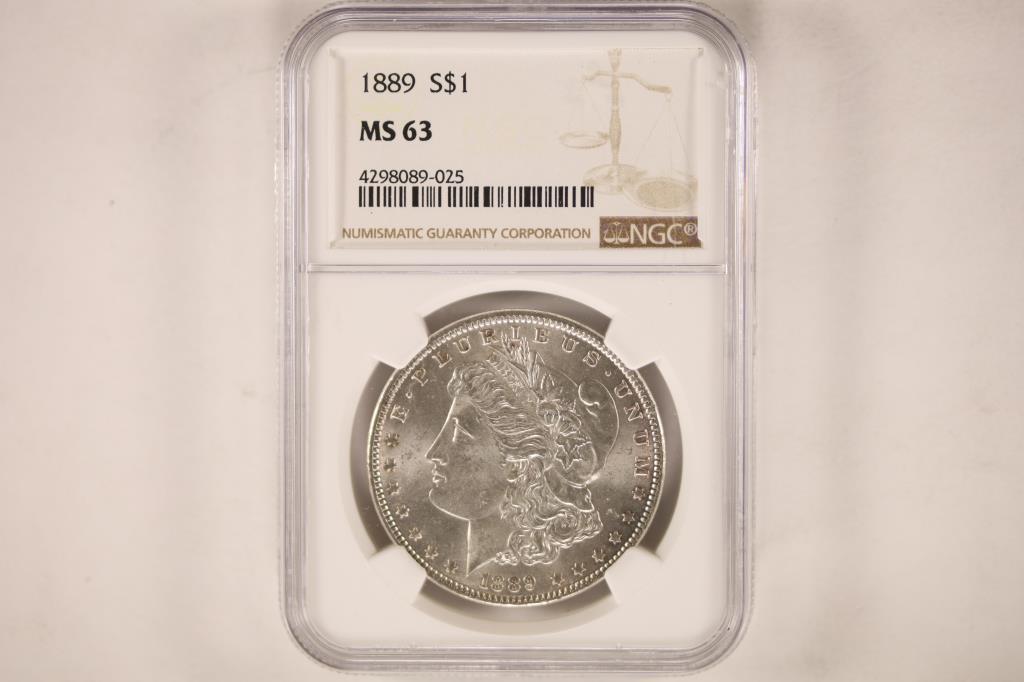 1889 MORGAN SILVER DOLLAR NGC MS63 (1 of 2)
