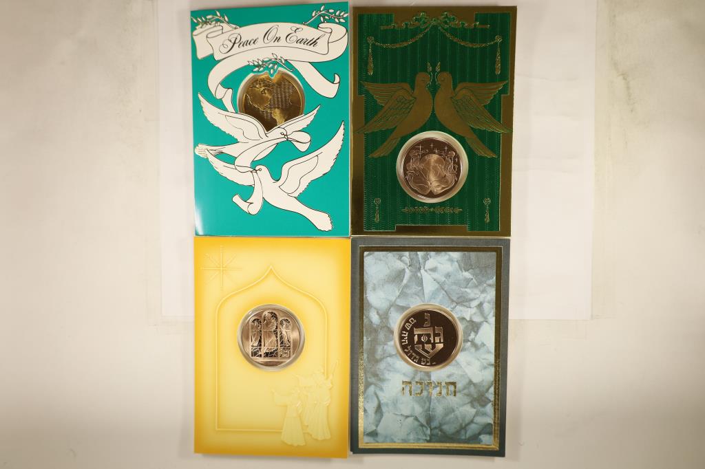 4 FRANKLIN MINT HOLIDAY CARDS WITH 1 1/2" (1 of 2)