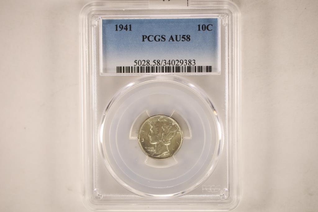 1941 SILVER MERCURY DIME PCGS AU58 (1 of 2)